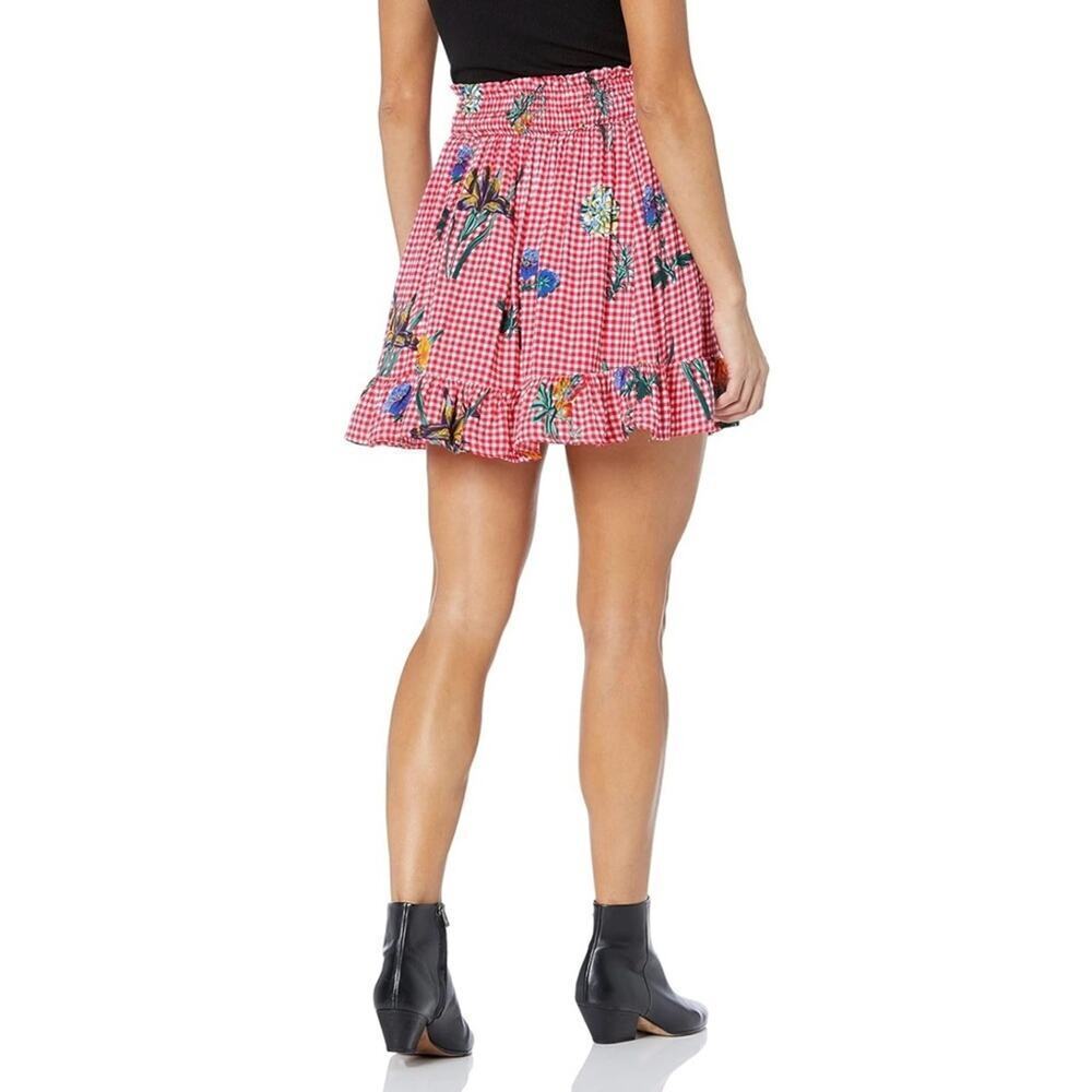 Jenn & Jo NWT Gingham Floral Iris Boho Cottagecore Ruffle Mini Skirt Size S - Picture 2 of 12